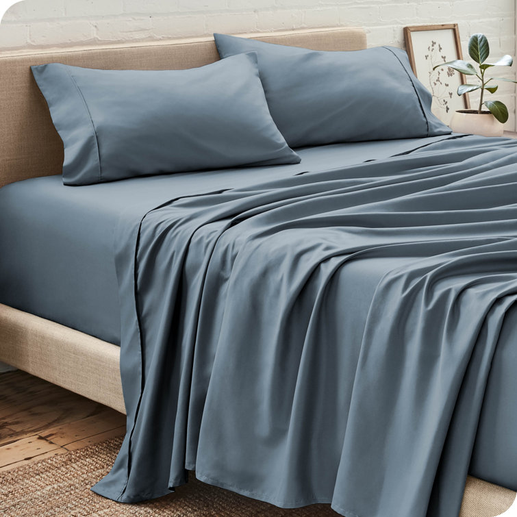 King Gingham Blue Cotton Polyester Microfiber Sheet Set