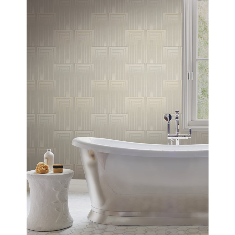 Taupe and Pearl Geometric Non-Pasted Washable Wallpaper