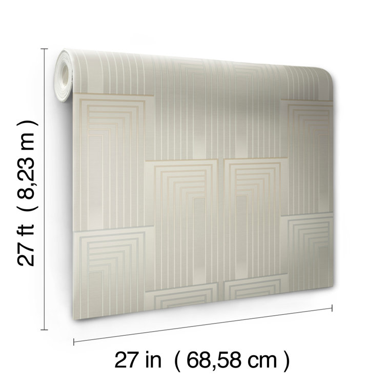 Taupe and Pearl Geometric Non-Pasted Washable Wallpaper