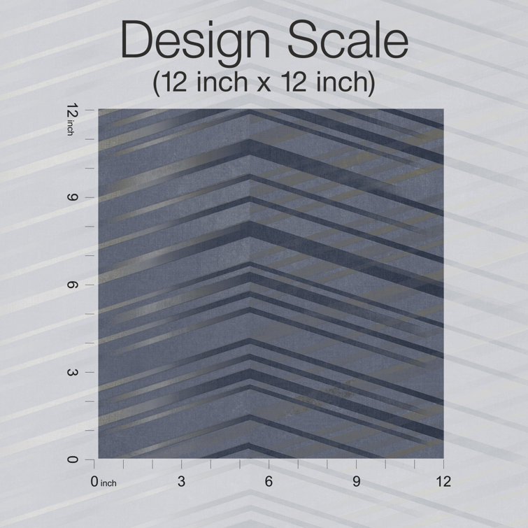 Navy Chevron Non-Pasted Washable Wallpaper Roll