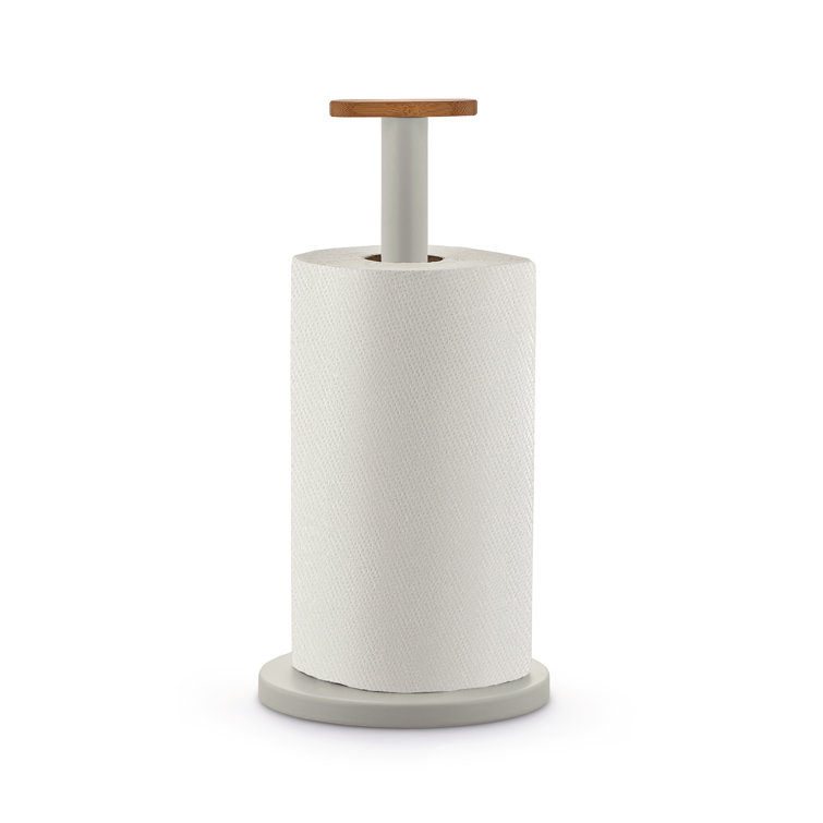 Warm Grey Steel and Bamboo Paper Towel Holder