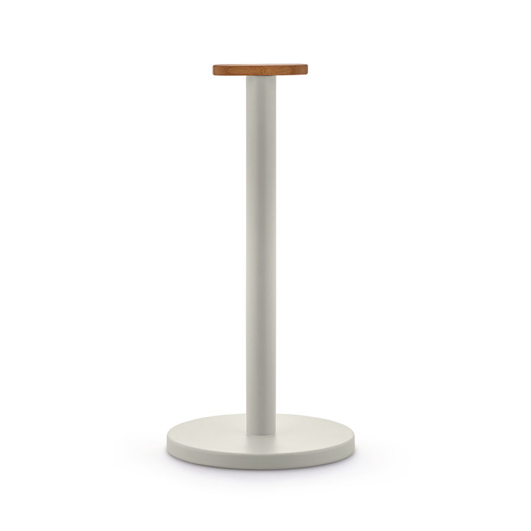 Warm Grey Steel and Bamboo Paper Towel Holder