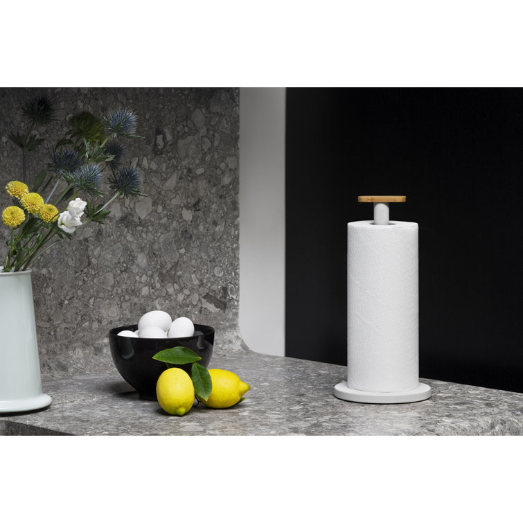 Warm Grey Steel and Bamboo Paper Towel Holder