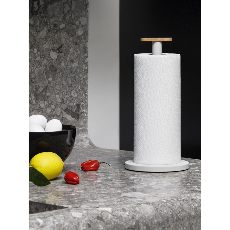 Warm Grey Steel and Bamboo Paper Towel Holder