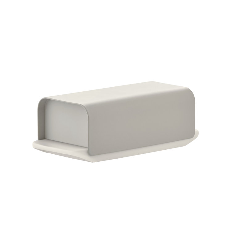 Warm Gray Stainless Steel and Porcelain Butter Dish