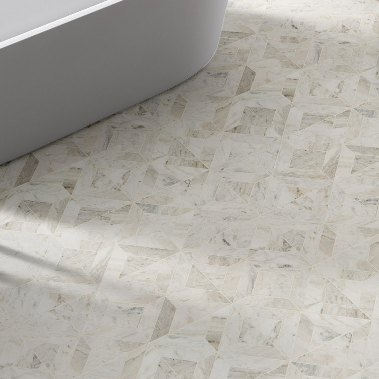 Arabescato Venato White Honed Marble Mosaic Tile Sheet