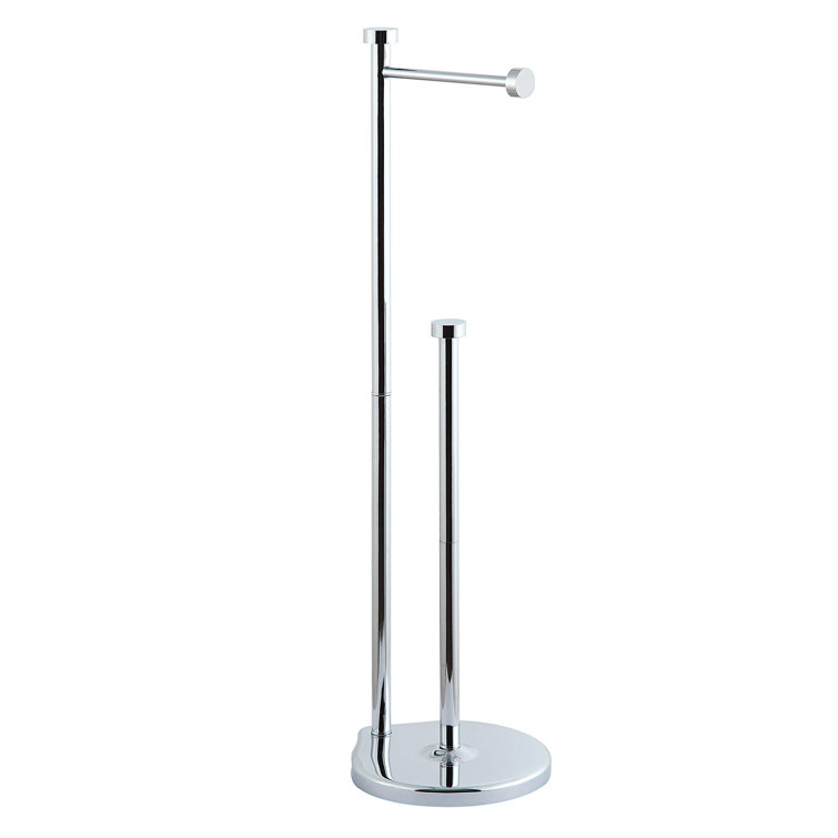 Chrome Free Standing Bathroom Toilet Paper Holder with Reserve