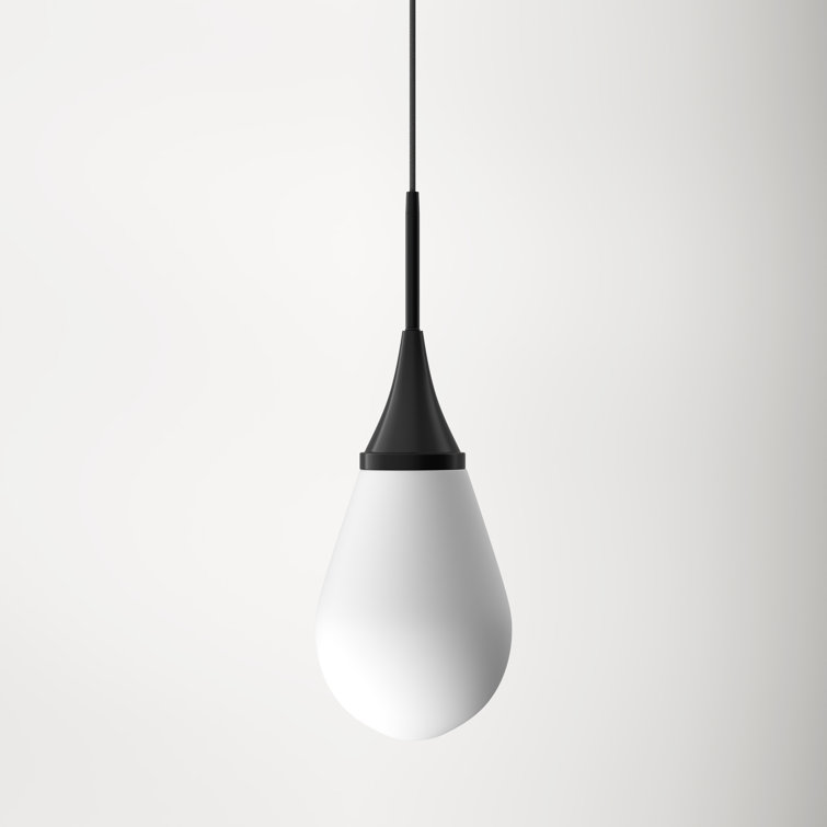 Blackened Bronze Teardrop Glass Pendant Light with Adjustable Cord