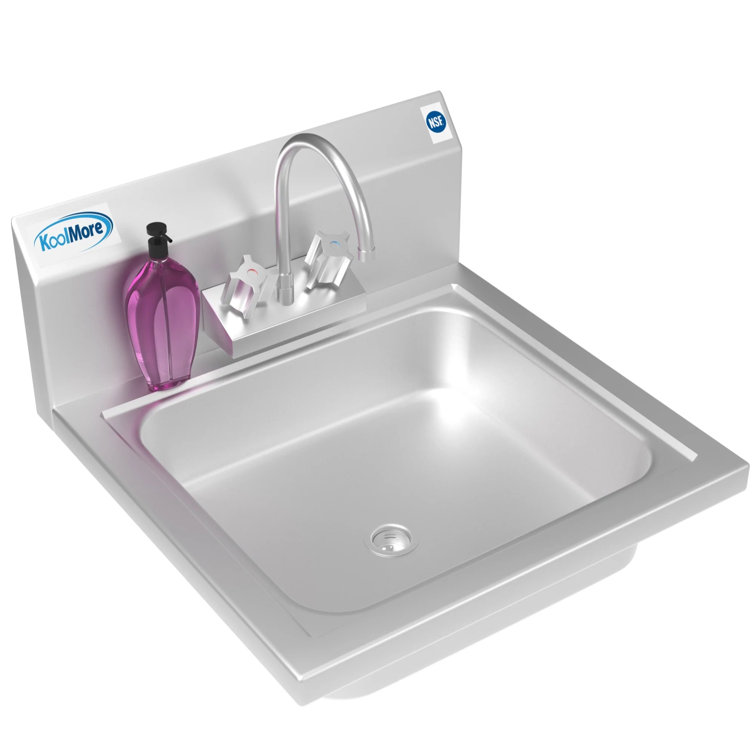 17'' Silver Stainless Steel Commercial Hand Sink with Gooseneck Faucet