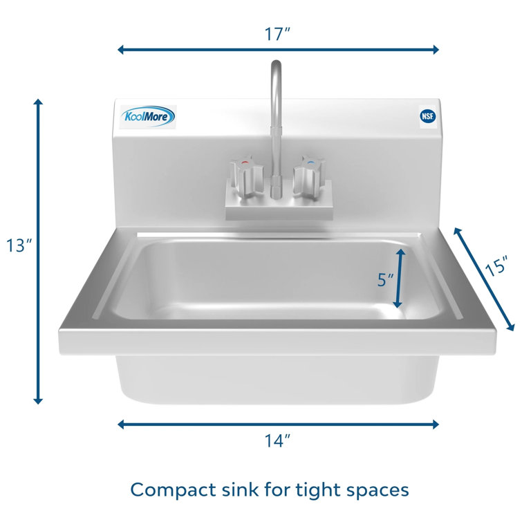 17'' Silver Stainless Steel Commercial Hand Sink with Gooseneck Faucet