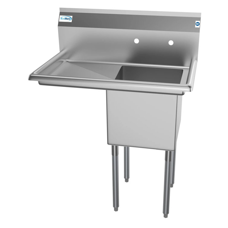 33'' Brushed Stainless Steel Wall Mount Commercial Sink with Drainboard