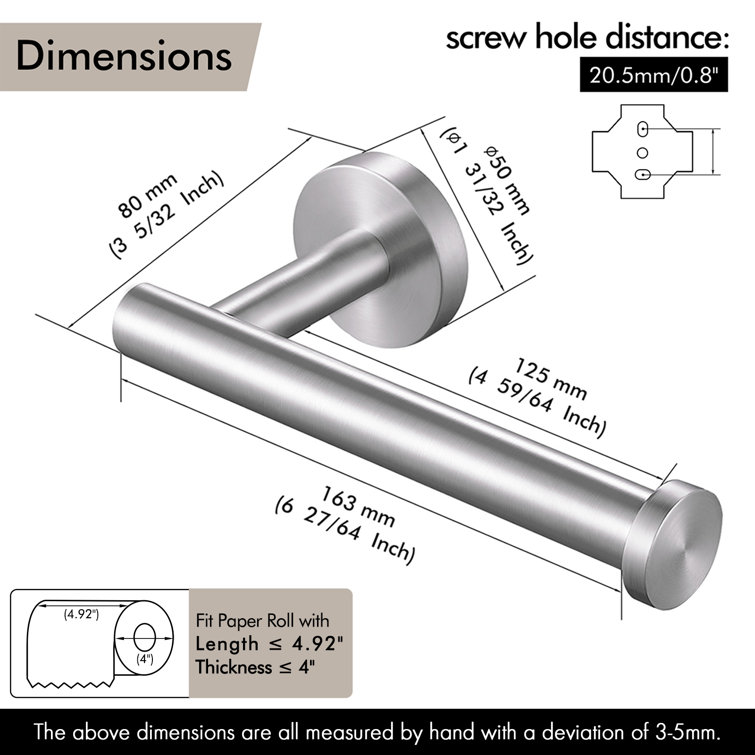 Brushed Stainless Steel Wall Mounted Toilet Paper Holder