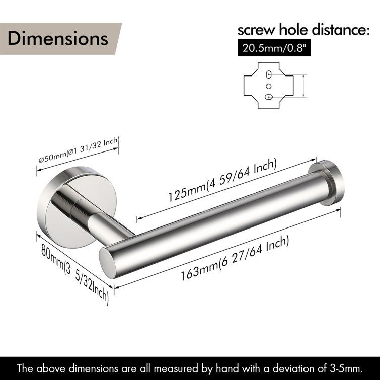 Polished Stainless Steel Wall Mounted Toilet Paper Holder