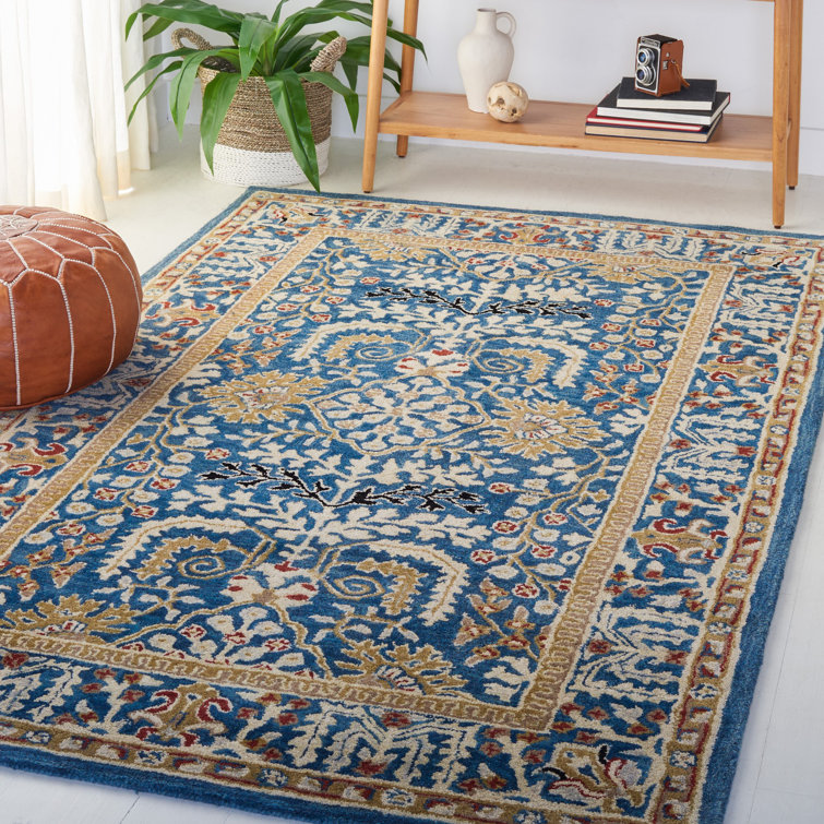 Antiquity Hand-Tufted Dark Blue Wool 6' Square Rug