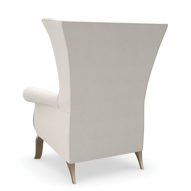 Valentina Cream Upholstered Wingback Accent Chair with Gold Trim