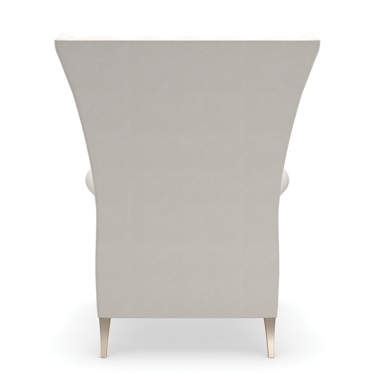 Valentina Cream Upholstered Wingback Accent Chair with Gold Trim
