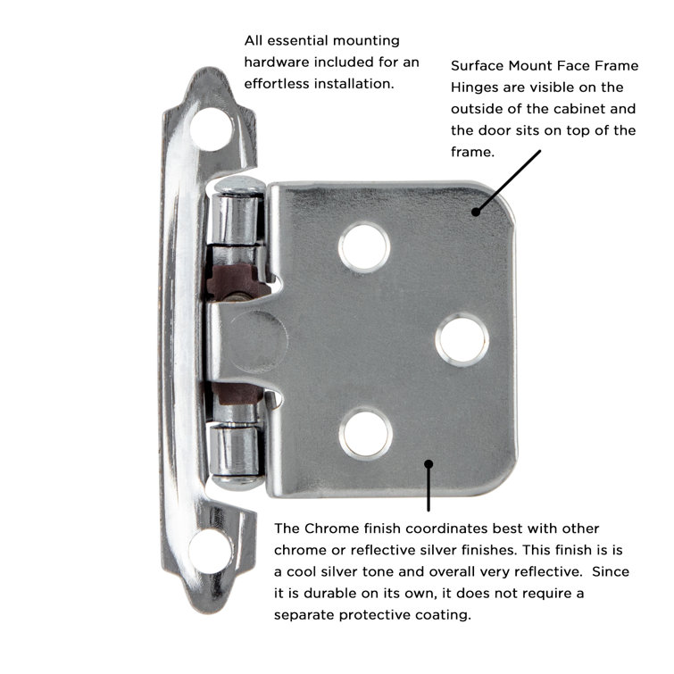 Chrome Self-Close Overlay Cabinet Hinges 25-Pack