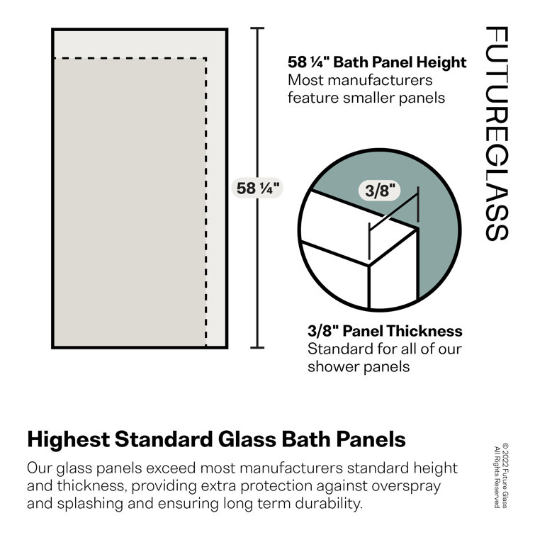 Satin Brass Frameless Glass Bathtub Shower Door 58.25" x 54"
