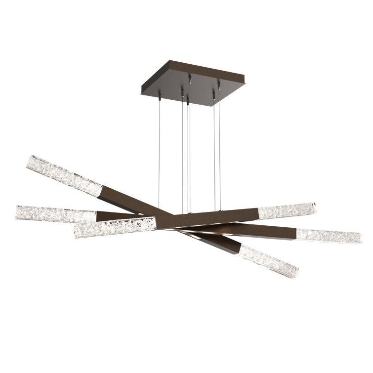 Flat Bronze Triple Rod Linear Suspension Chandelier