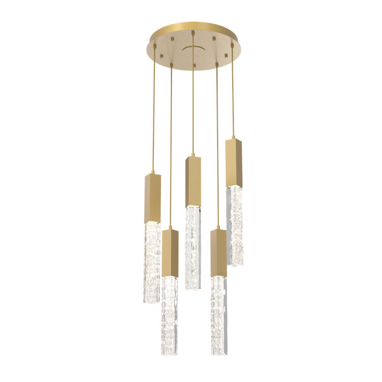 Gilded Brass and Glass 5-Light LED Pendant