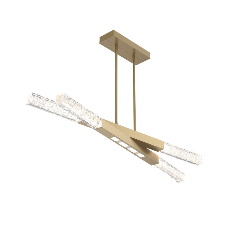 Gilded Brass LED Glass Drum Island Pendant Light