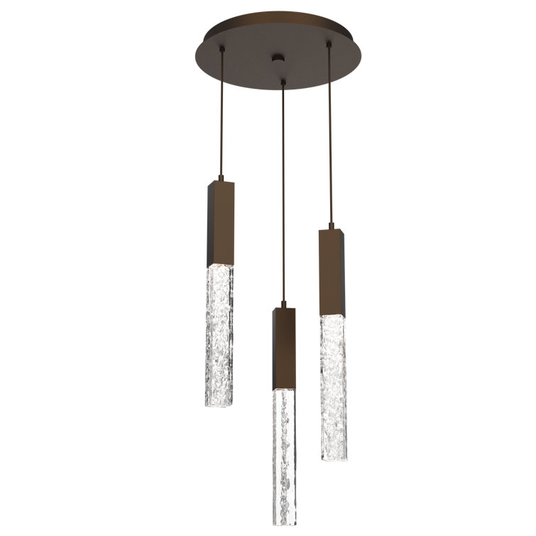 Axis 27" Modern Matte Black and Bronze LED Cluster Pendant