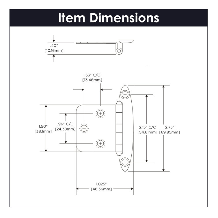 Satin Nickel Flush Mount Self-Closing Cabinet Hinges
