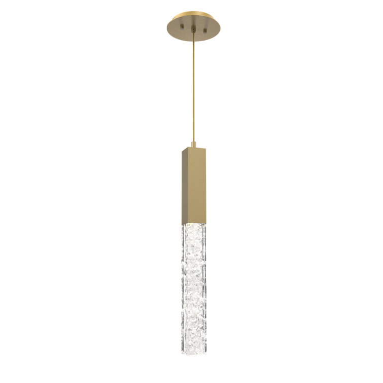 Axis 6'' Matte Black and Gilded Brass Mini Pendant with Artisan Glass