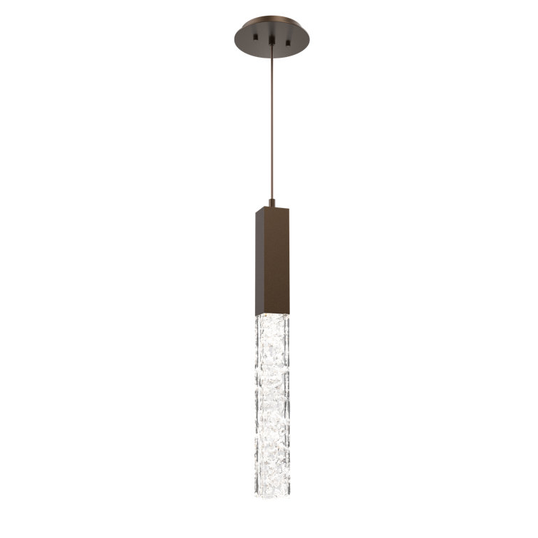 Axis Mini Matte Black and Bronze Modern Pendant Light with Artisan Glass