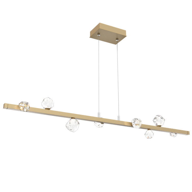 Celestial Gilded Brass 54" LED Island Chandelier with Artisan Glass