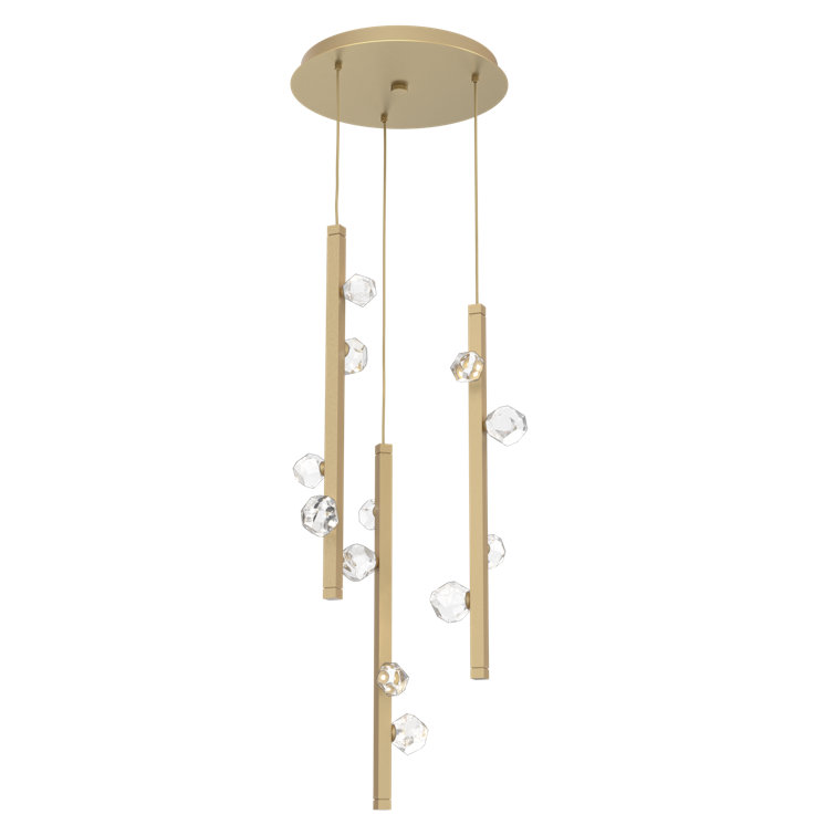 Stella 27" Gilded Brass and Glass LED Drum Pendant