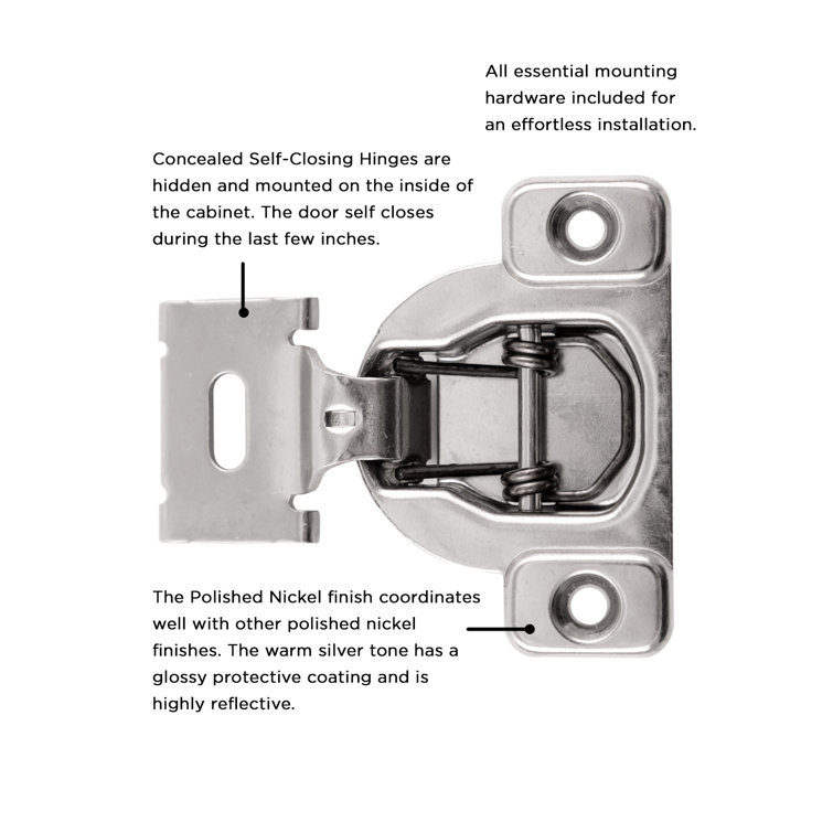 Brushed Nickel 165° Frameless Cabinet Hinge