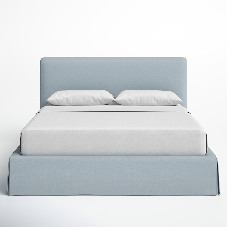 Sky Blue King Upholstered Linen Storage Panel Bed
