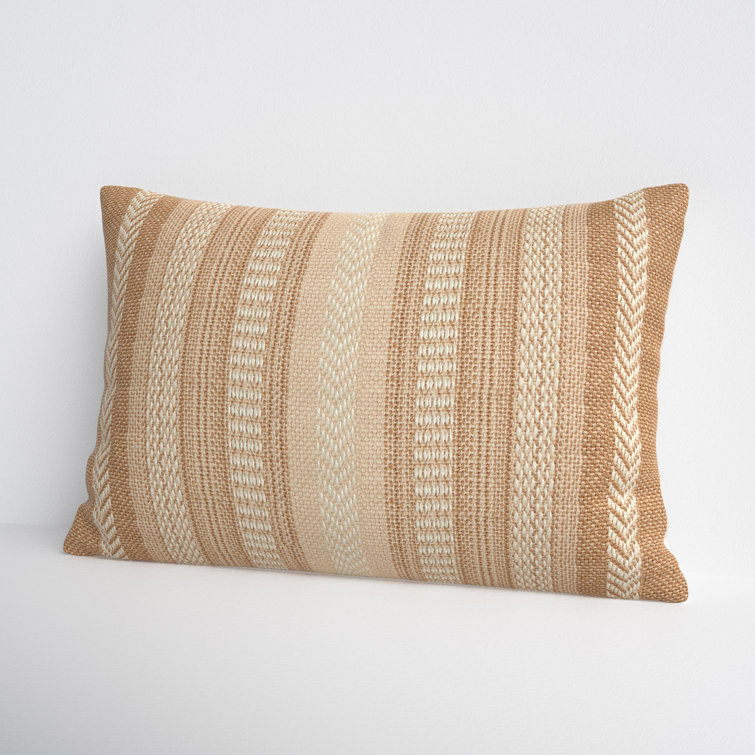 Taupe and Beige Embroidered Rectangular Lumbar Pillow