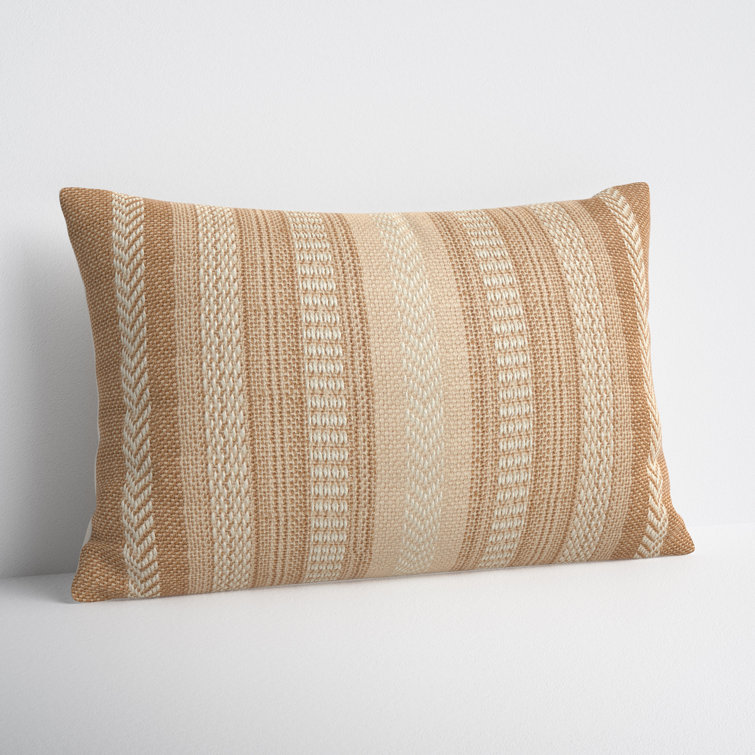Taupe and Beige Embroidered Rectangular Lumbar Pillow