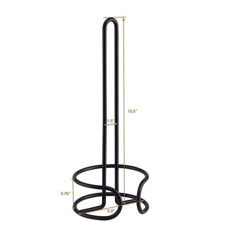 Black Heavy Gauge Wire Bathroom Toilet Paper Roll Holder Stand