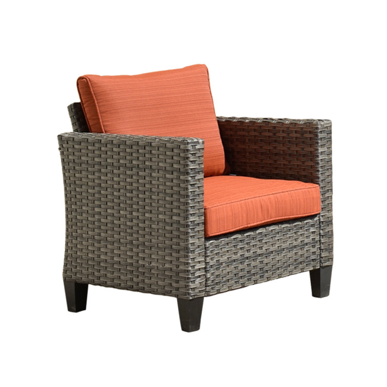 7-Person Gray Steel Frame Patio Sofa Set with Orange Cushions
