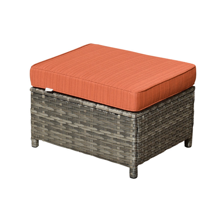 7-Person Gray Steel Frame Patio Sofa Set with Orange Cushions