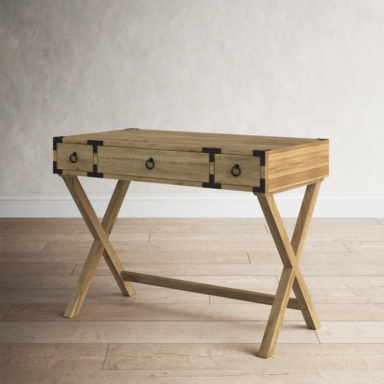 Butler Loft Glossy White Campaign Writing Desk with Dark Bronze Accents