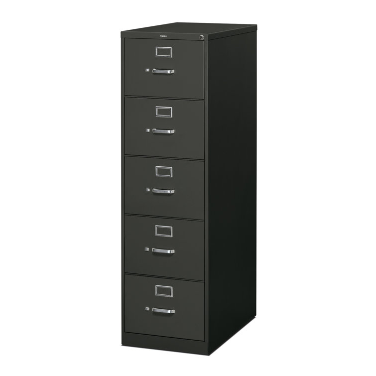 Sleek Black 5-Drawer Legal Size Lockable Vertical Filing Cabinet
