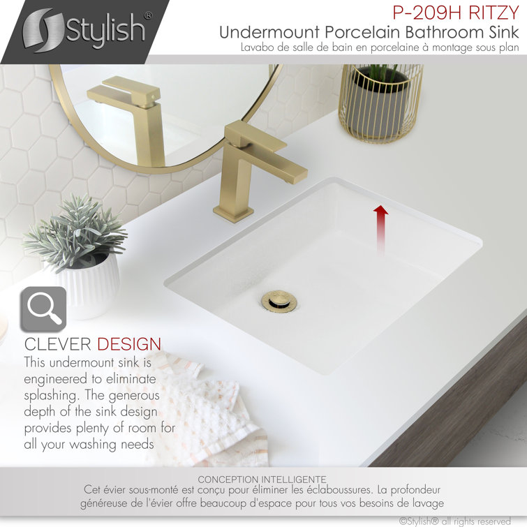 Ritzy 20-3/8" White Porcelain Rectangular Undermount Bathroom Sink