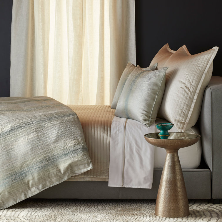 Anguilla Shimmery Silver Flecks Queen Cotton Duvet Cover - Aquamarine