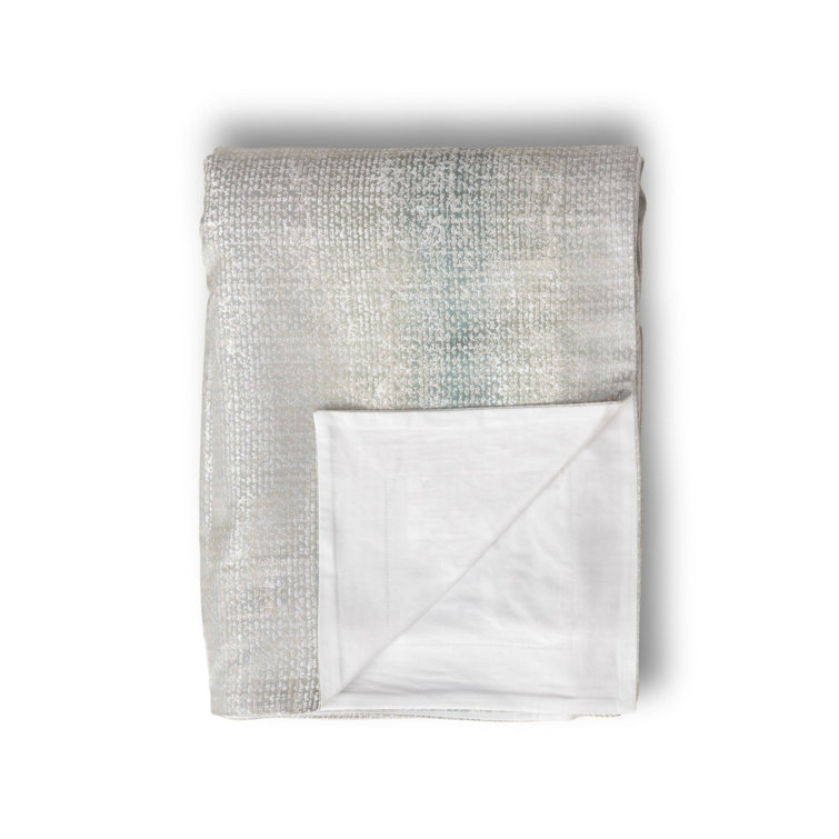 Anguilla Shimmery Silver Flecks Queen Cotton Duvet Cover - Aquamarine