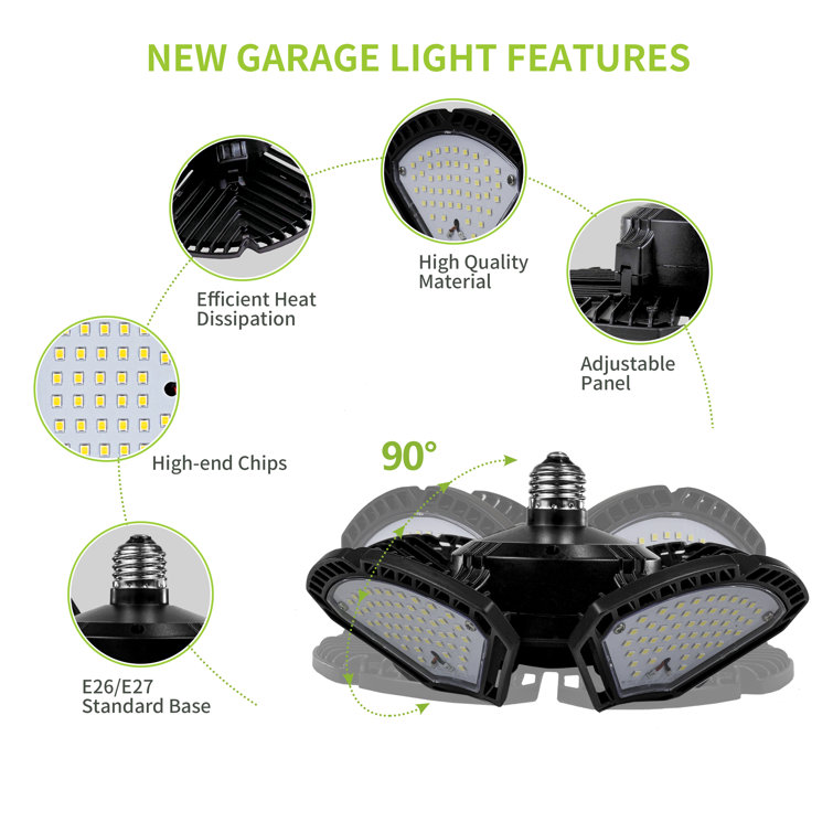 Ultra-Bright Adjustable 4-Panel LED Garage Light
