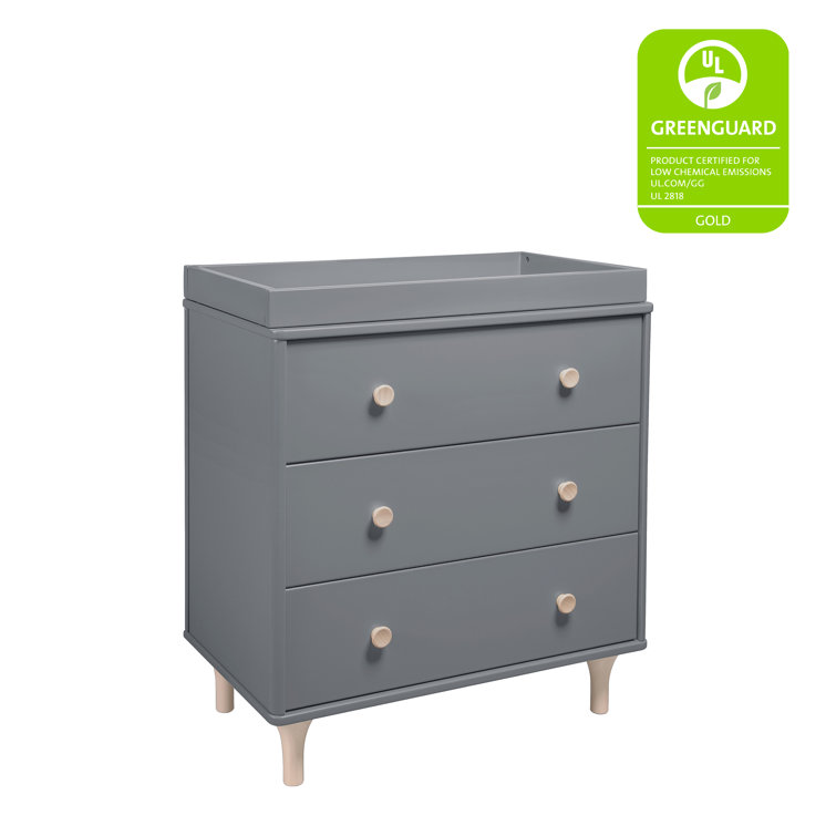 Lolly 3-Drawer Gray and Natural Pine Dresser with Changing Top