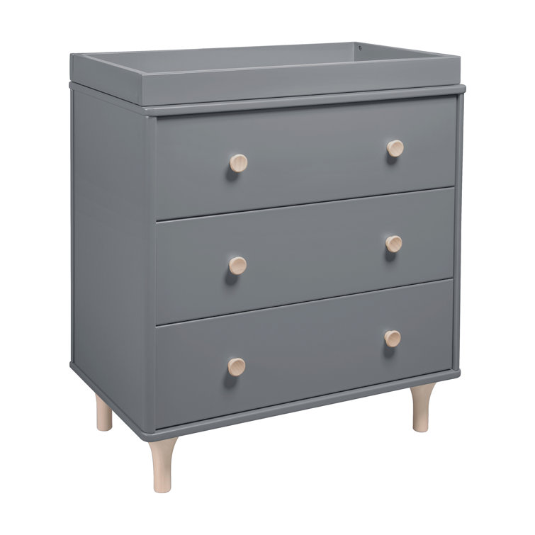 Lolly 3-Drawer Gray and Natural Pine Dresser with Changing Top