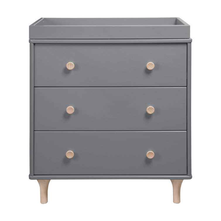 Lolly 3-Drawer Gray and Natural Pine Dresser with Changing Top