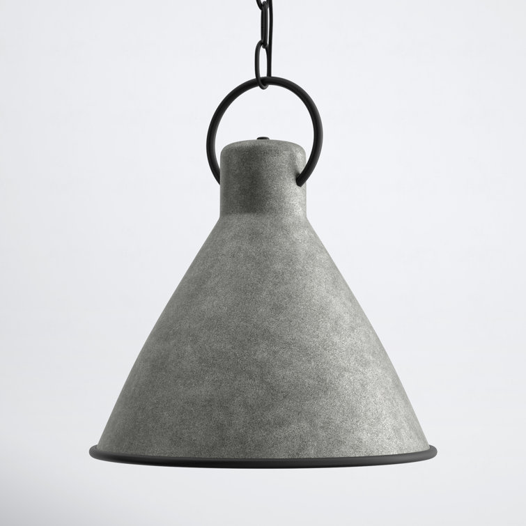 Rustic Pewter 15.5'' Single Light Metal Pendant with Distressed Black Accents
