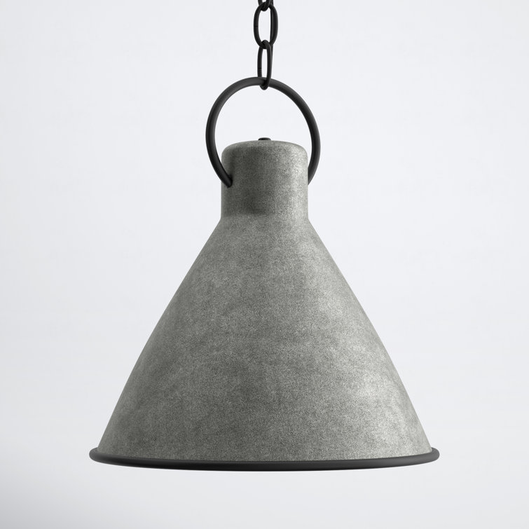 Rustic Pewter 15.5'' Single Light Metal Pendant with Distressed Black Accents