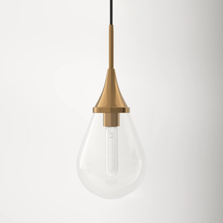 Gold and Clear Glass Teardrop Pendant Light